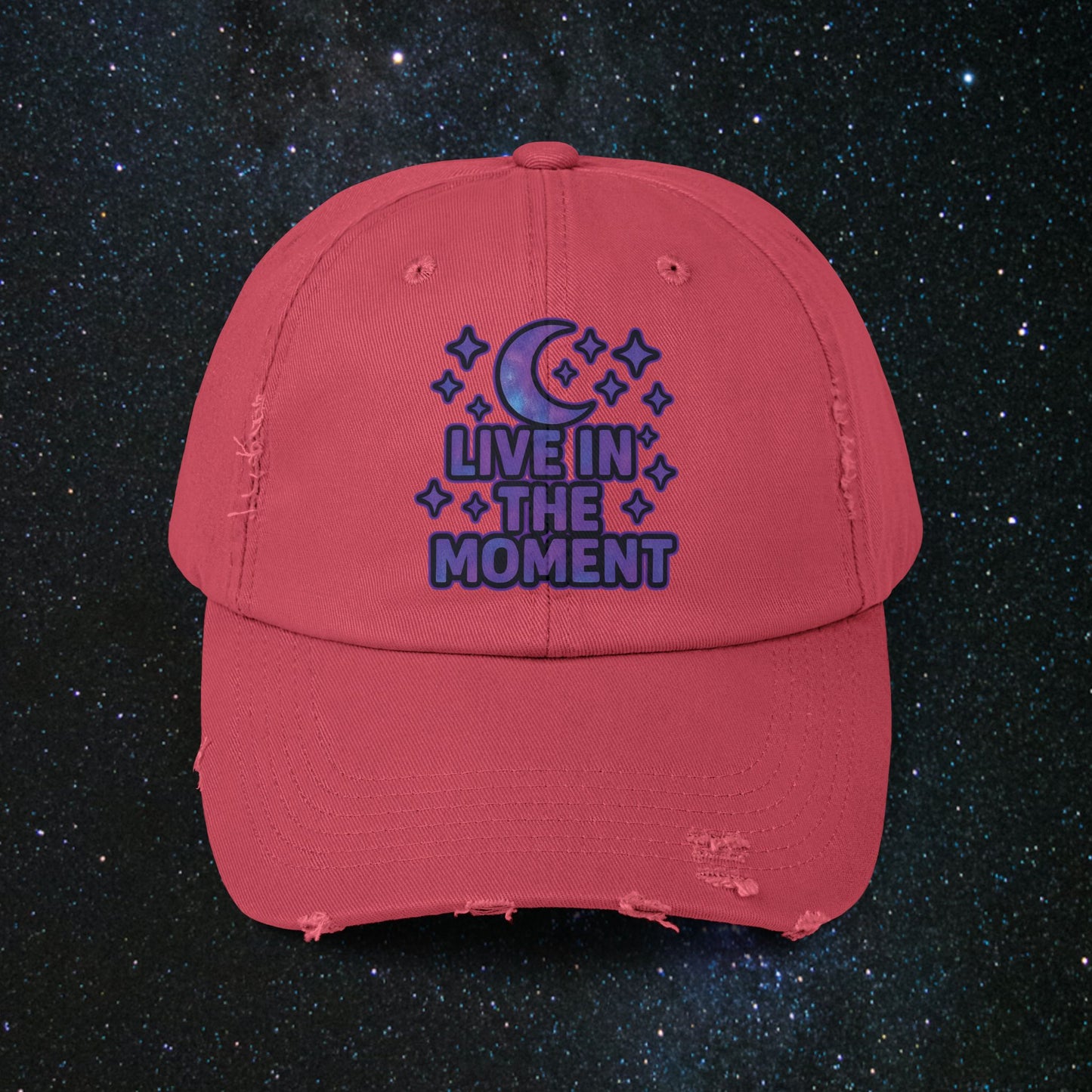 Live In The Moment Unisex Distressed Cap
