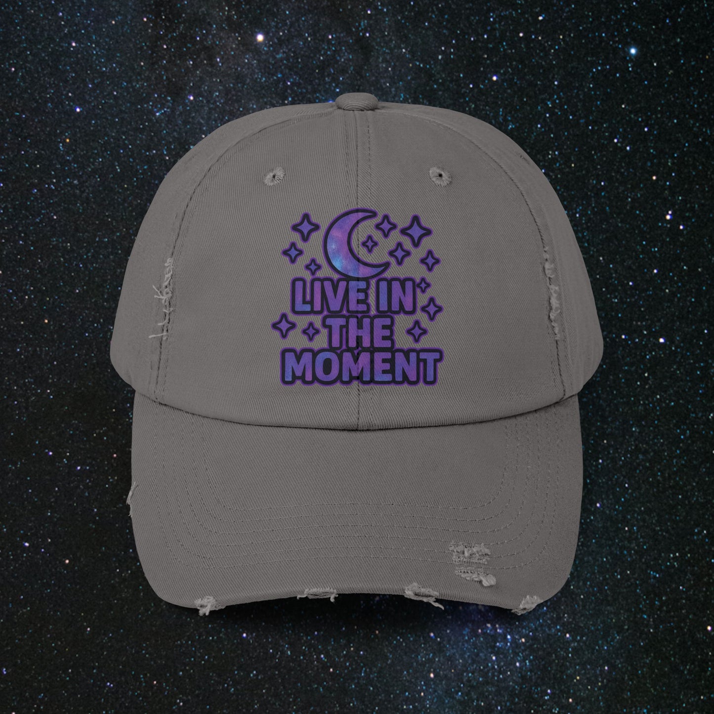 Live In The Moment Unisex Distressed Cap
