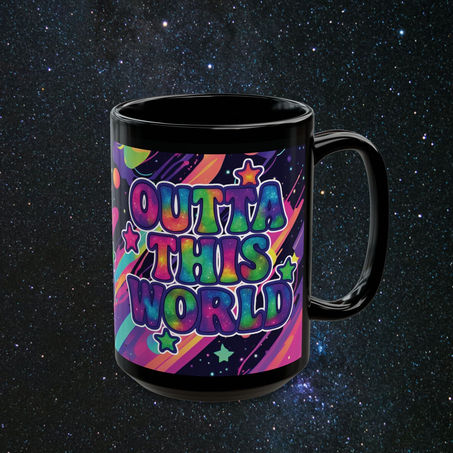 Outta This World Black Mug