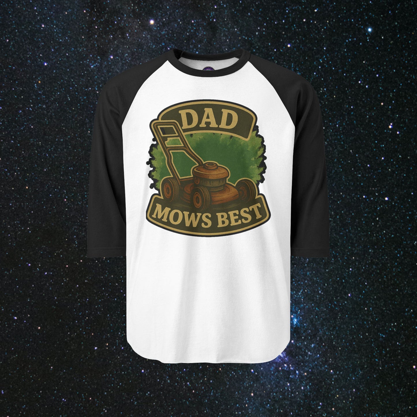 Dad Mows Best Three-Quarter Sleeve Raglan Shirt