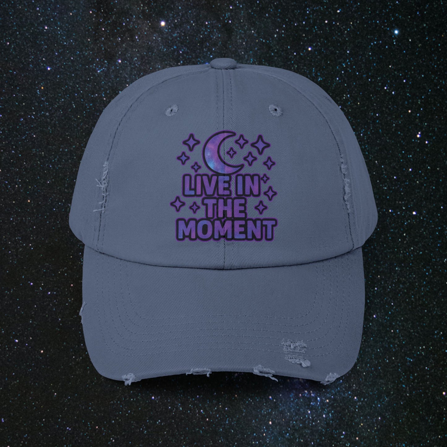 Live In The Moment Unisex Distressed Cap