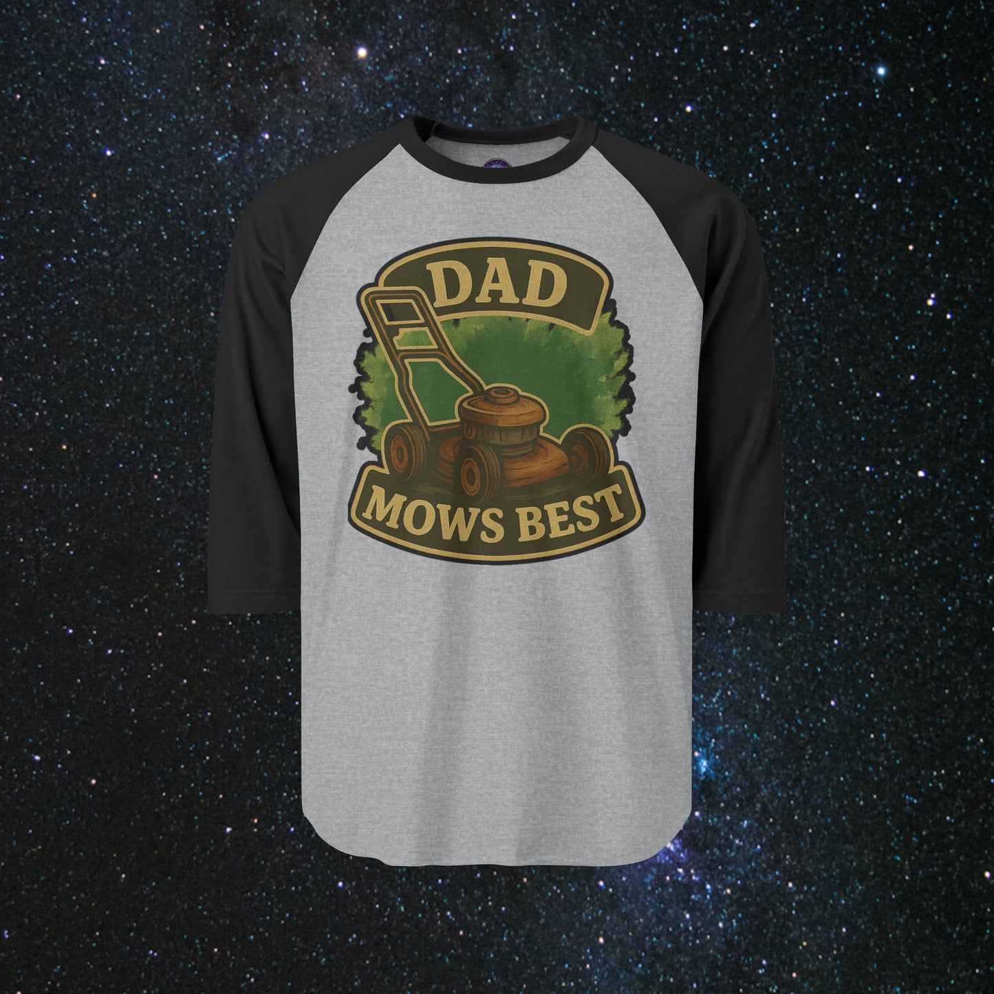 Dad Mows Best Three-Quarter Sleeve Raglan Shirt