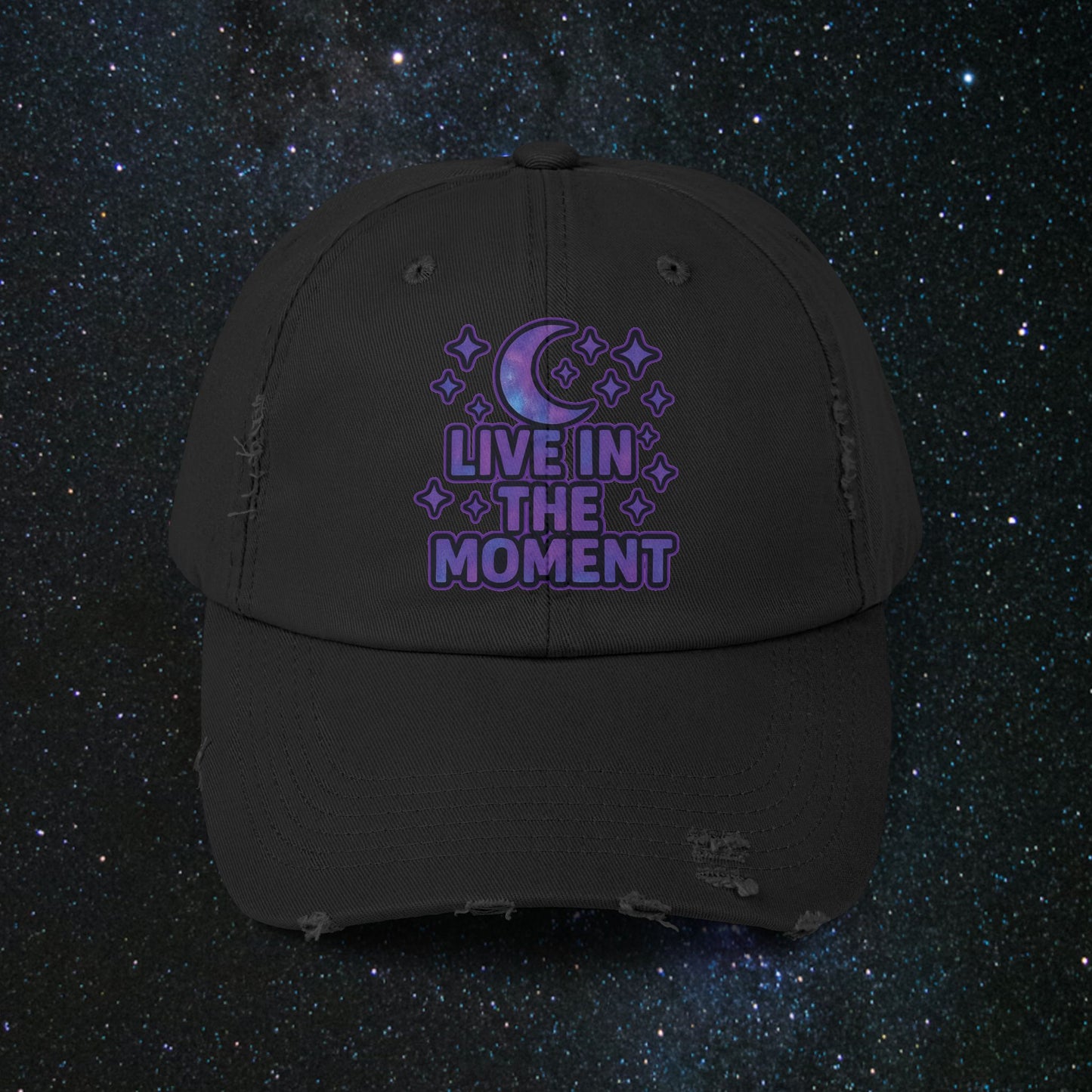 Live In The Moment Unisex Distressed Cap
