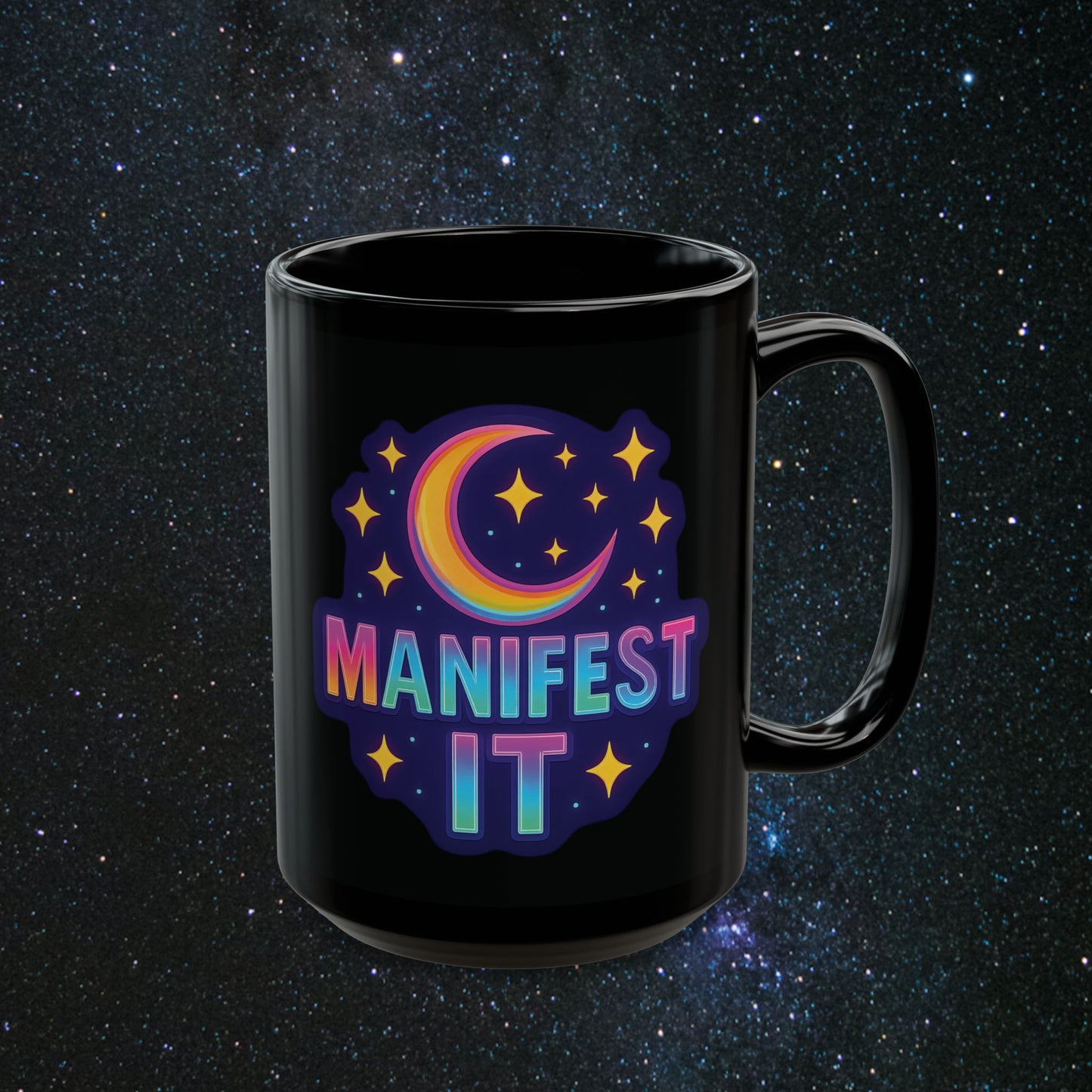 Manifest It Black Mug
