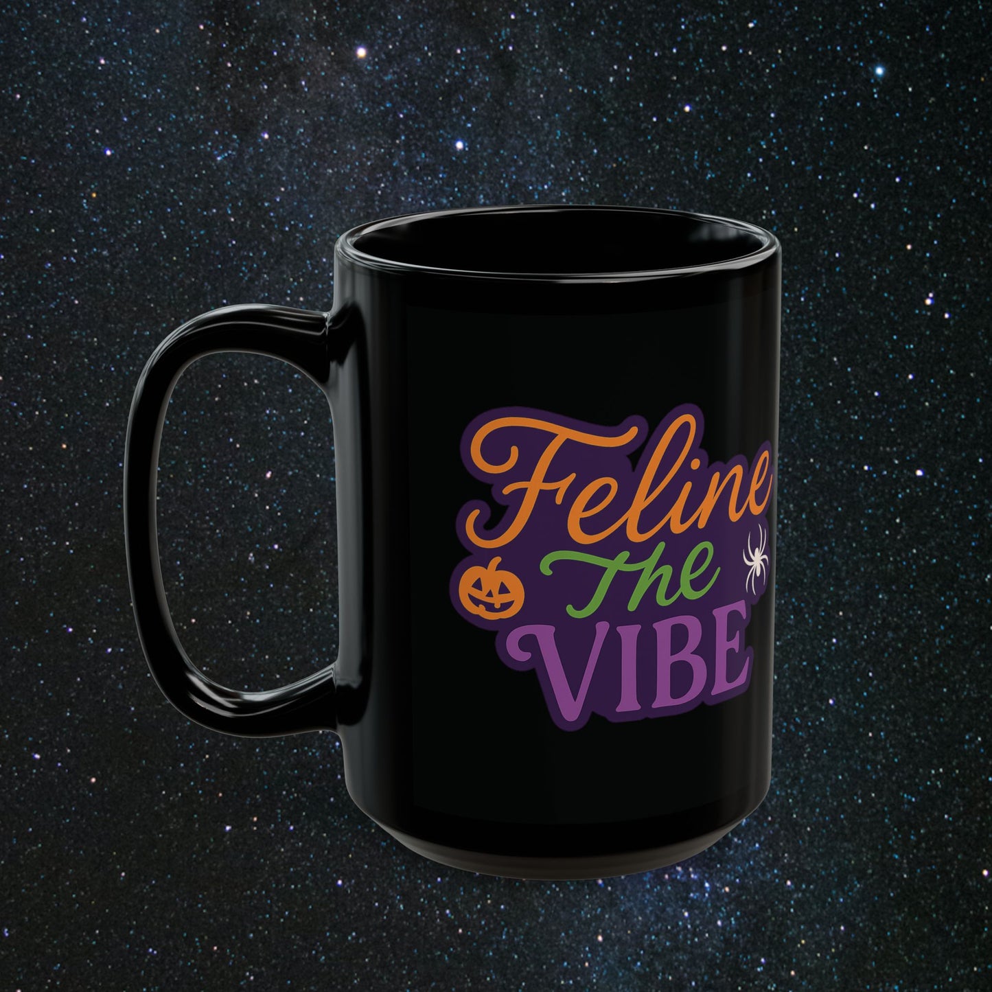 Feline The Vibe Black Mug