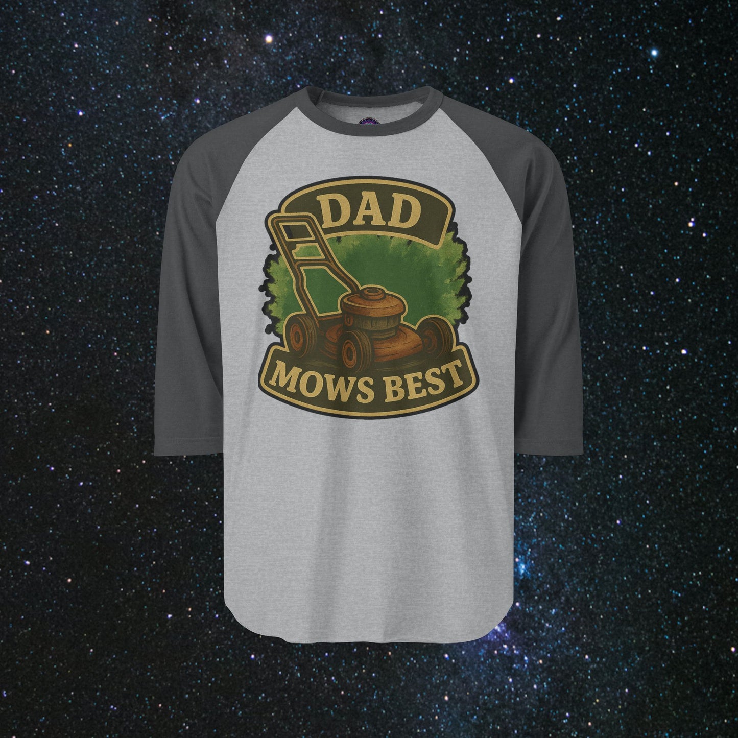 Dad Mows Best Three-Quarter Sleeve Raglan Shirt