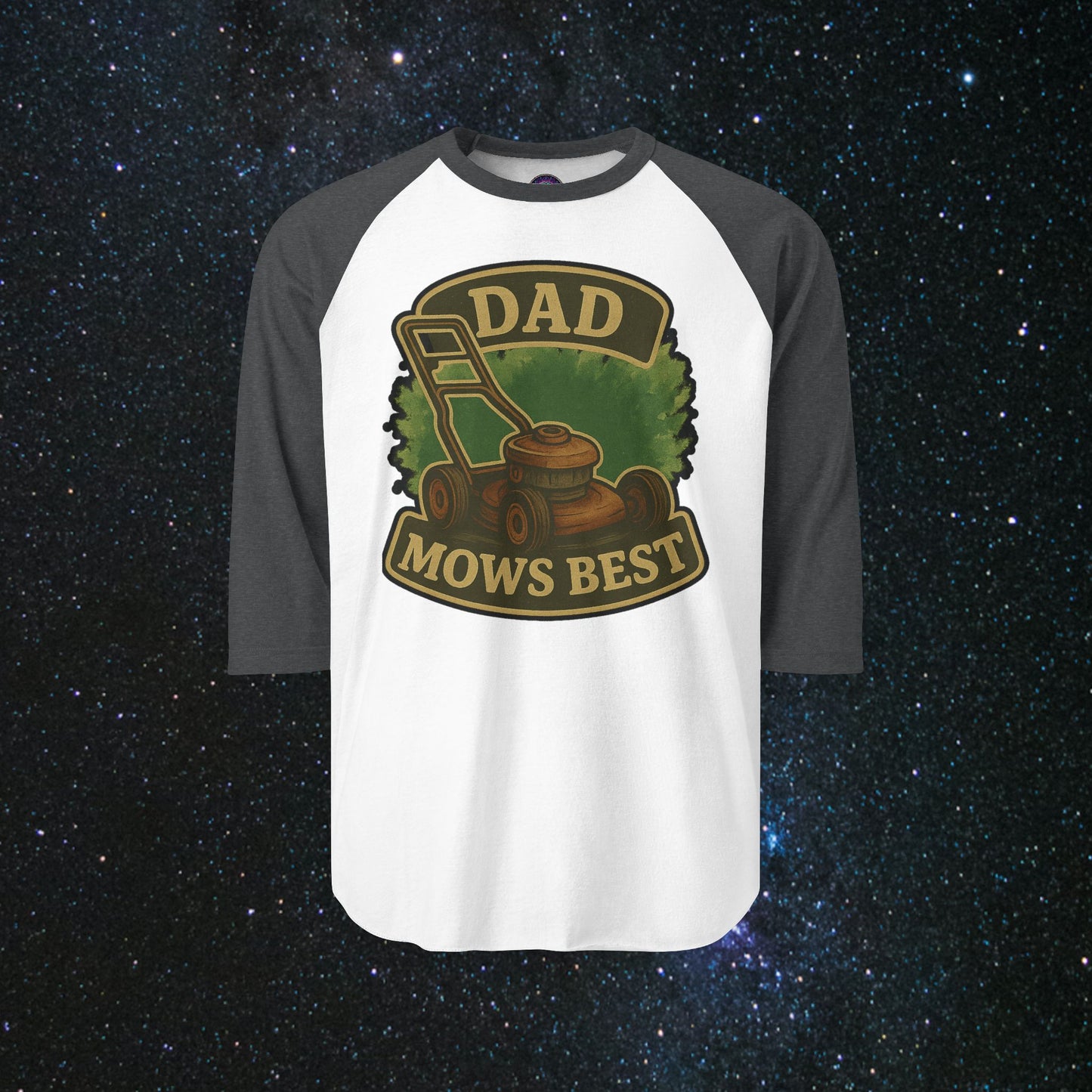 Dad Mows Best Three-Quarter Sleeve Raglan Shirt
