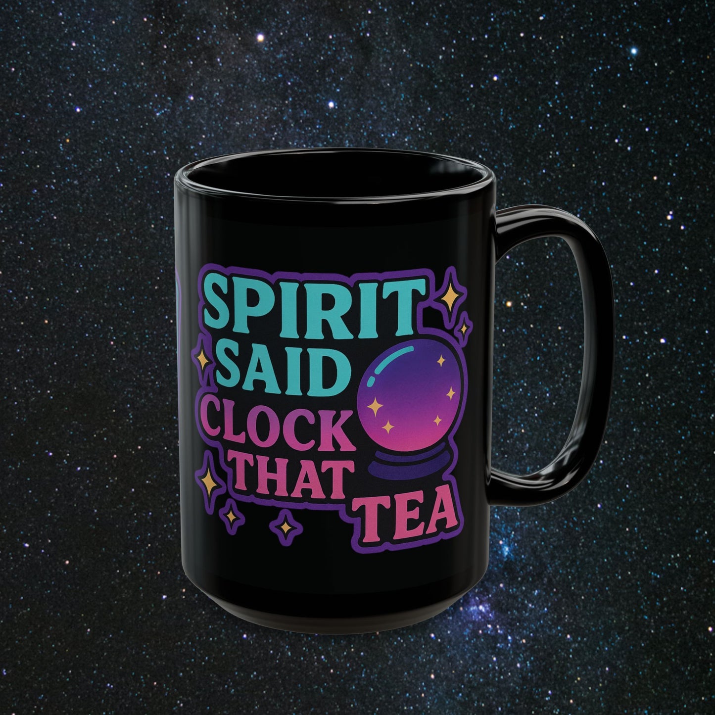 'Clock That Tea' Black Mug