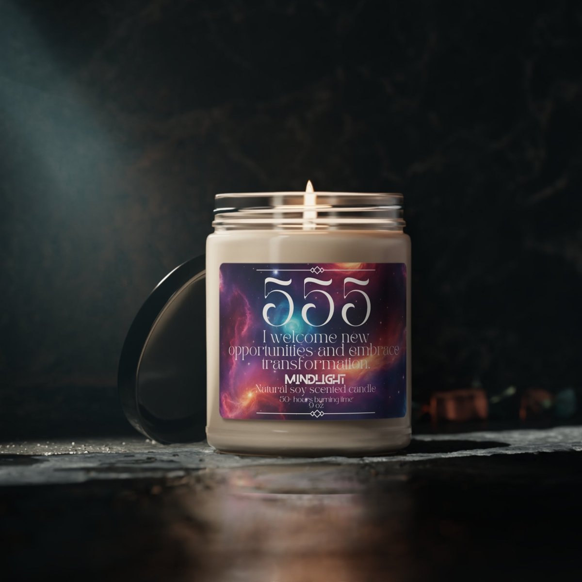 Angel Numbers - 555 Transformation Soy Candle, 9oz - MindLight Apparel - Angel Numbers - 555 Transformation Soy Candle, 9oz - Sea Salt + Orchid - 9oz -