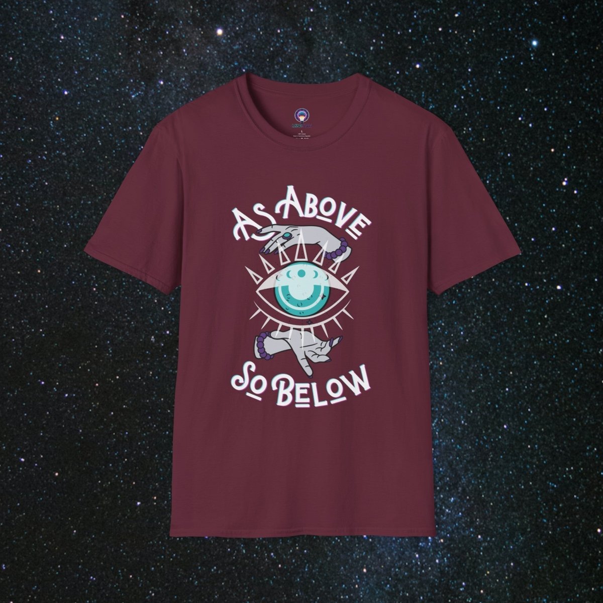 As Above So Below Women's Softstyle T-Shirt - MindLight Apparel - As Above So Below Women's Softstyle T-Shirt - Maroon - S -