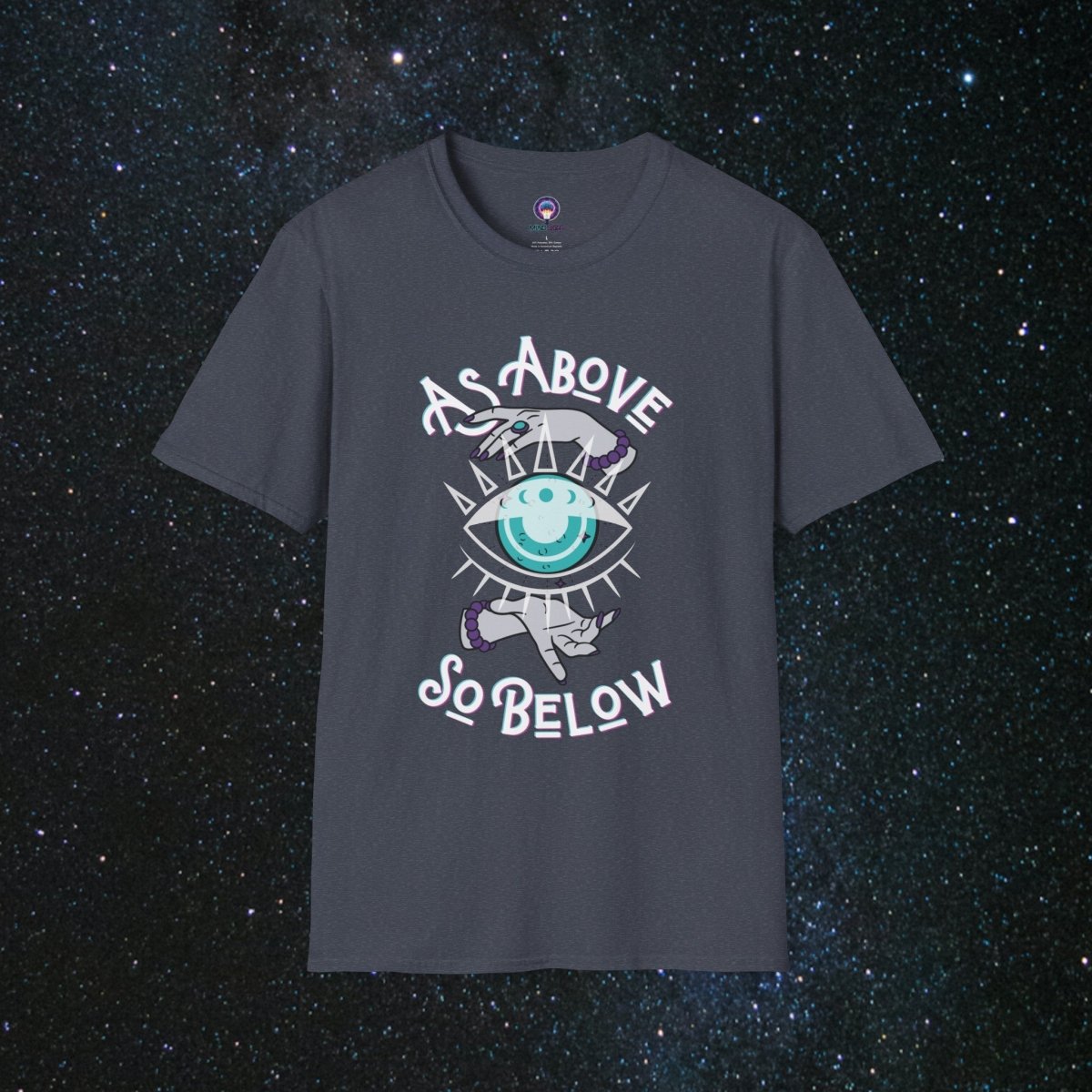 As Above So Below Women's Softstyle T-Shirt - MindLight Apparel - As Above So Below Women's Softstyle T-Shirt - Heather Navy - XS -