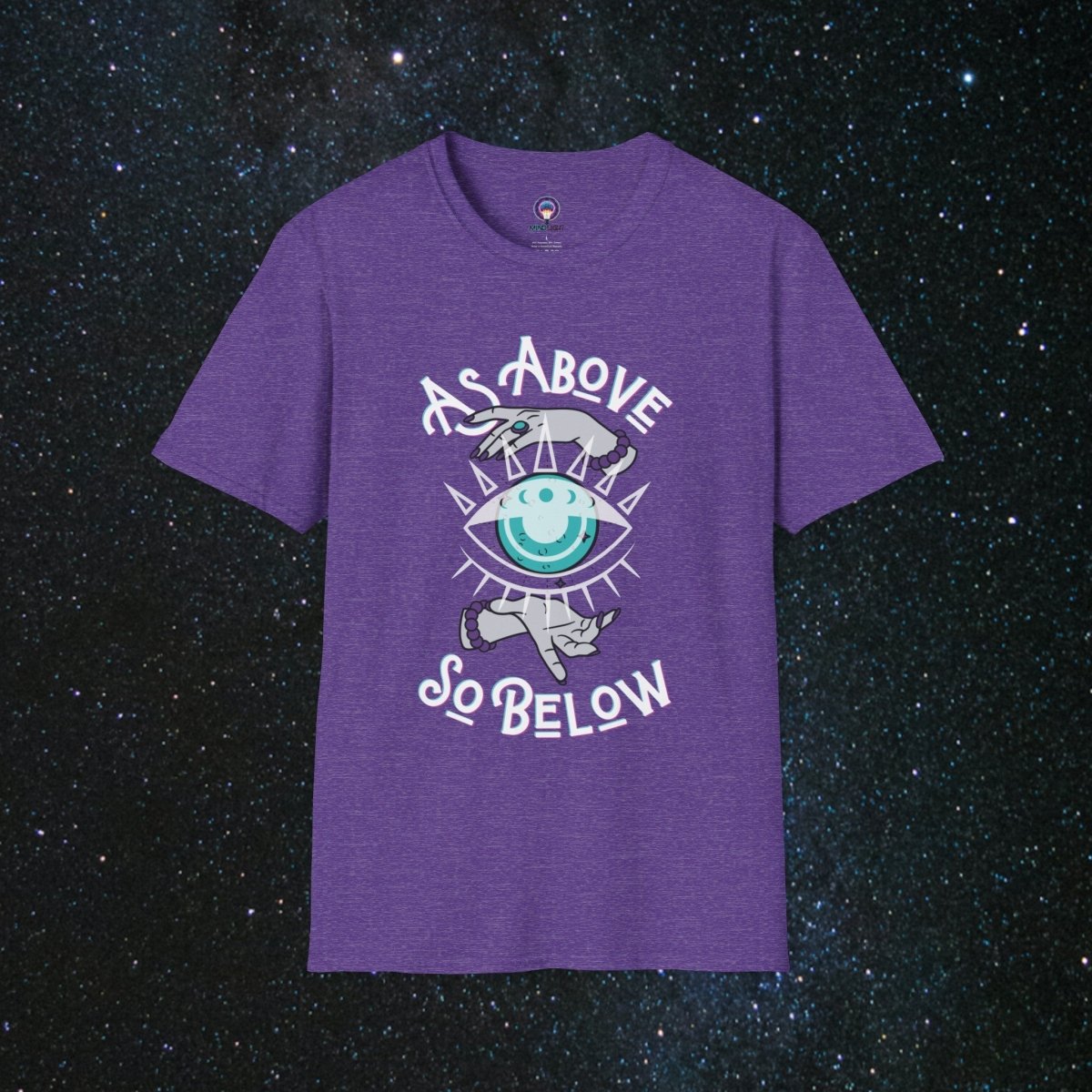 As Above So Below Women's Softstyle T-Shirt - MindLight Apparel - As Above So Below Women's Softstyle T-Shirt - Heather Purple - S -