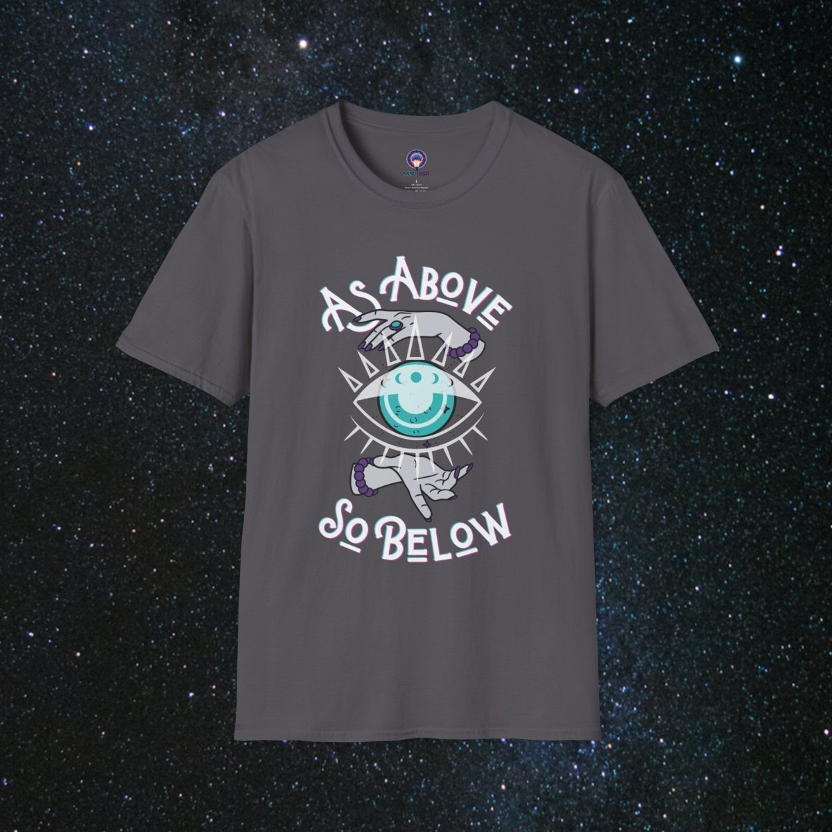 As Above So Below Women's Softstyle T-Shirt - MindLight Apparel - As Above So Below Women's Softstyle T-Shirt - Charcoal - XS -