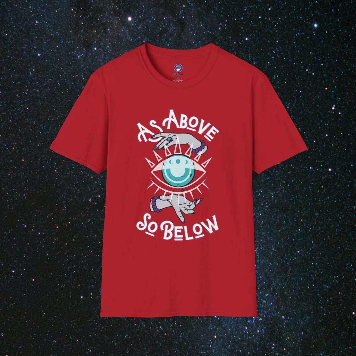 As Above So Below Women's Softstyle T-Shirt - MindLight Apparel - As Above So Below Women's Softstyle T-Shirt - Cherry Red - S -