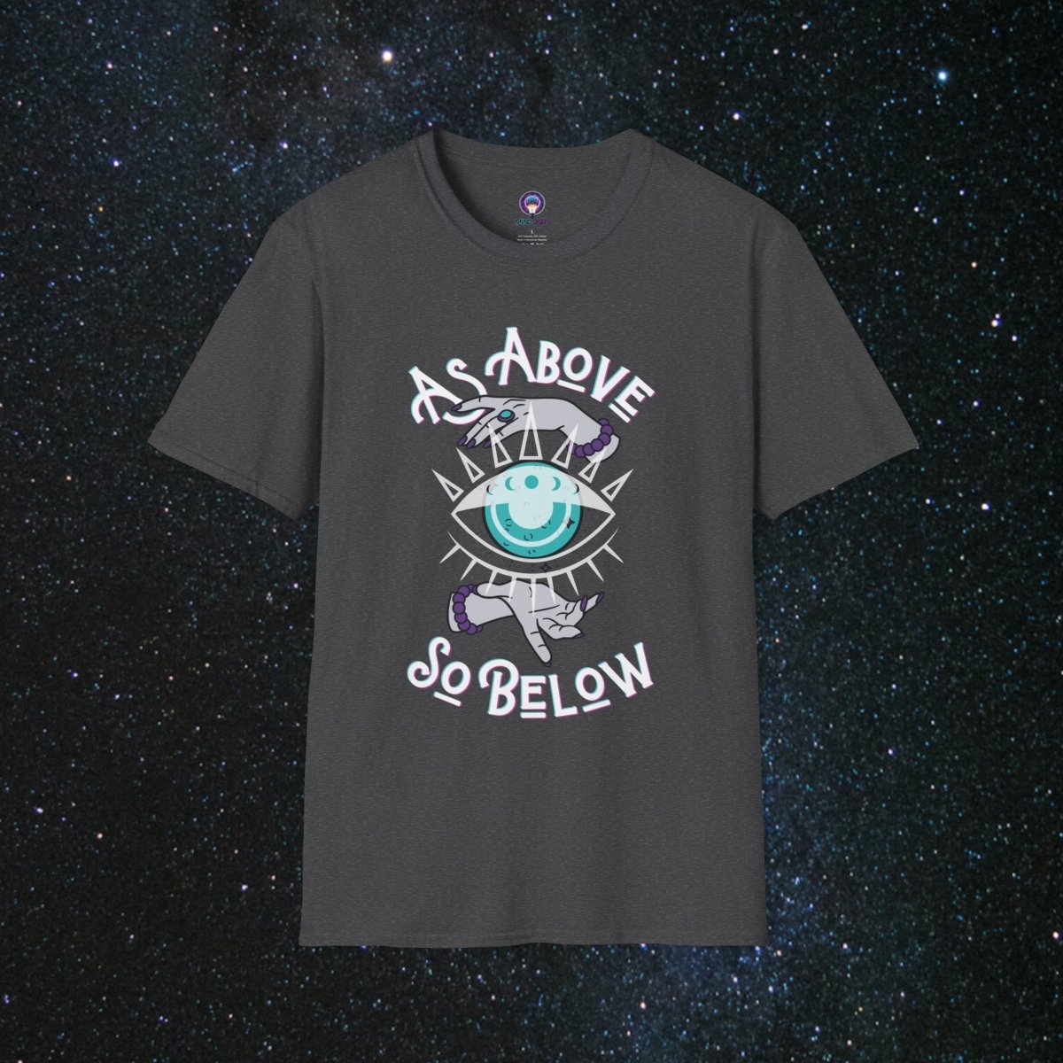 As Above So Below Women's Softstyle T-Shirt - MindLight Apparel - As Above So Below Women's Softstyle T-Shirt - Dark Heather - XS -