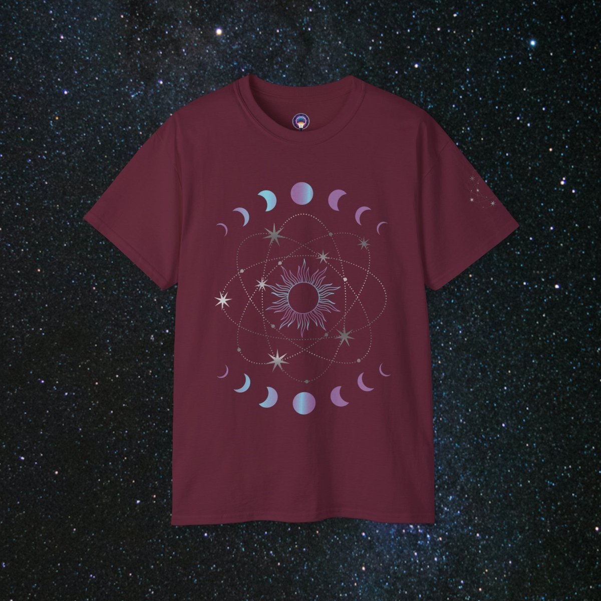 'Atomic Cosmos' Loose Fit Women's Tee - MindLight Apparel - 'Atomic Cosmos' Loose Fit Women's Tee - Maroon - S -