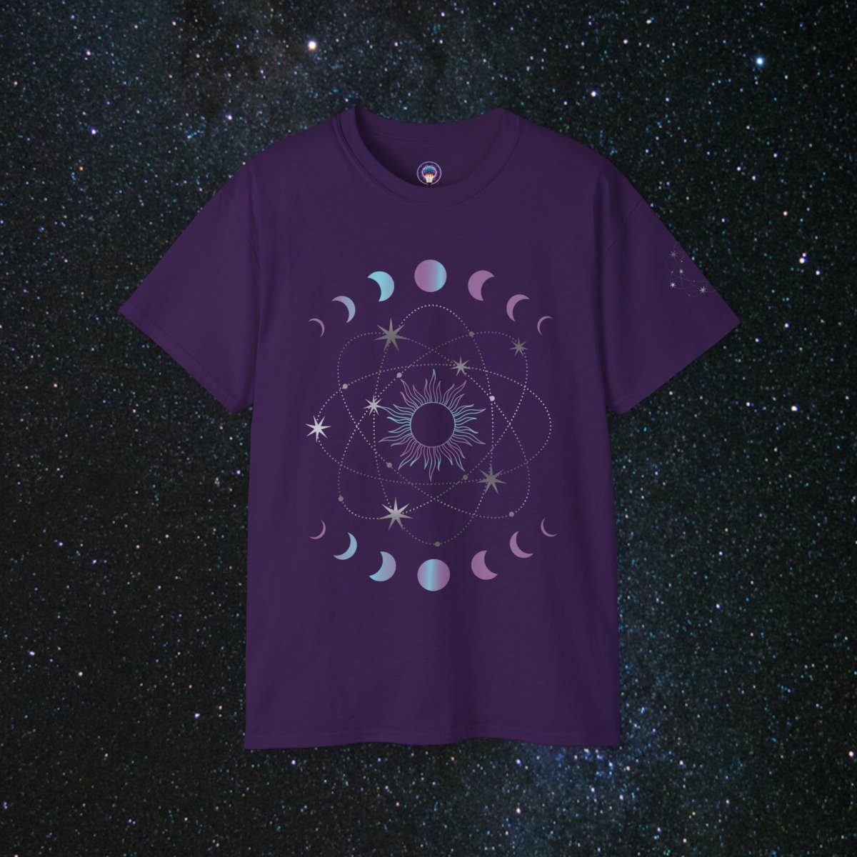 'Atomic Cosmos' Loose Fit Women's Tee - MindLight Apparel - 'Atomic Cosmos' Loose Fit Women's Tee - Purple - S -