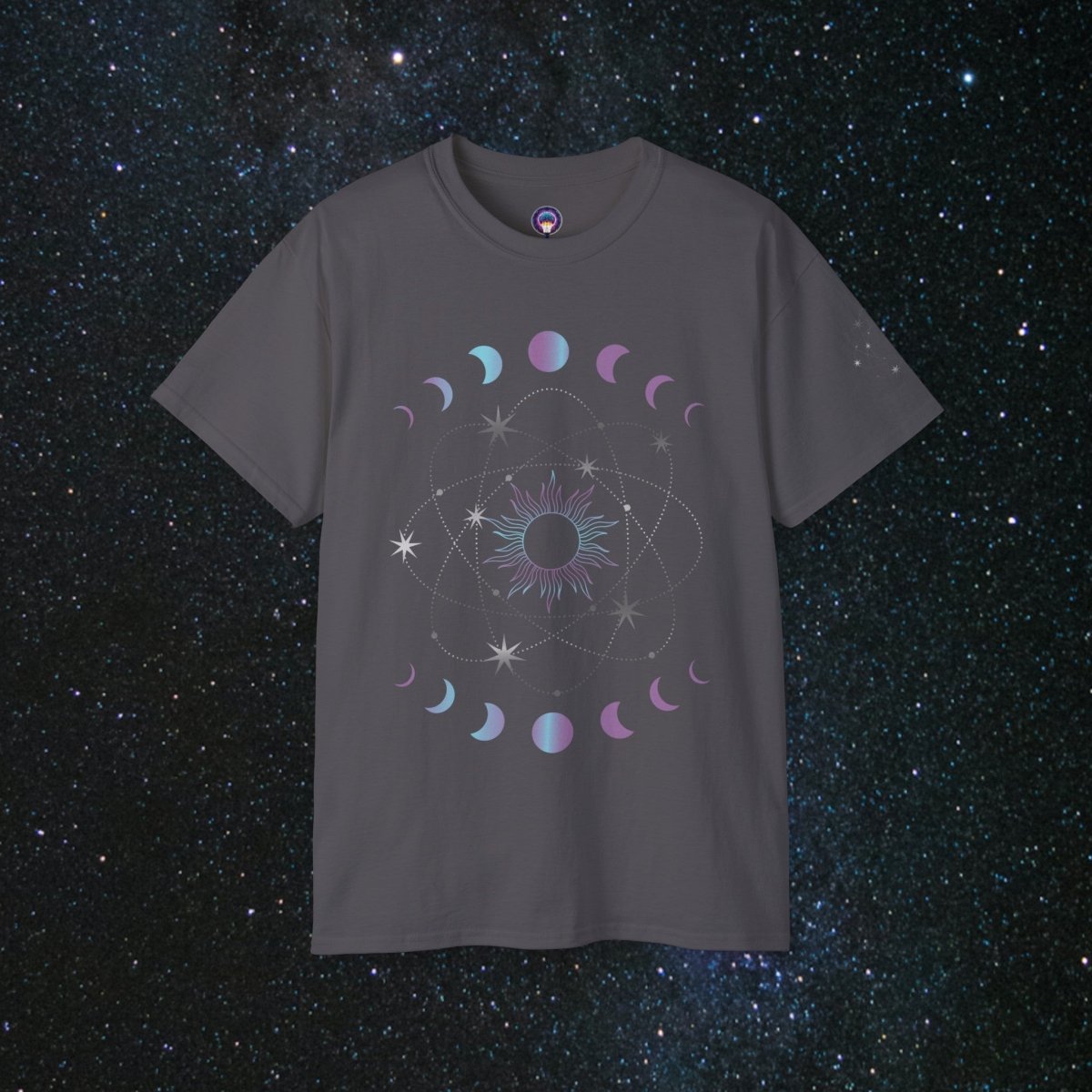 'Atomic Cosmos' Loose Fit Women's Tee - MindLight Apparel - 'Atomic Cosmos' Loose Fit Women's Tee - Charcoal - S -