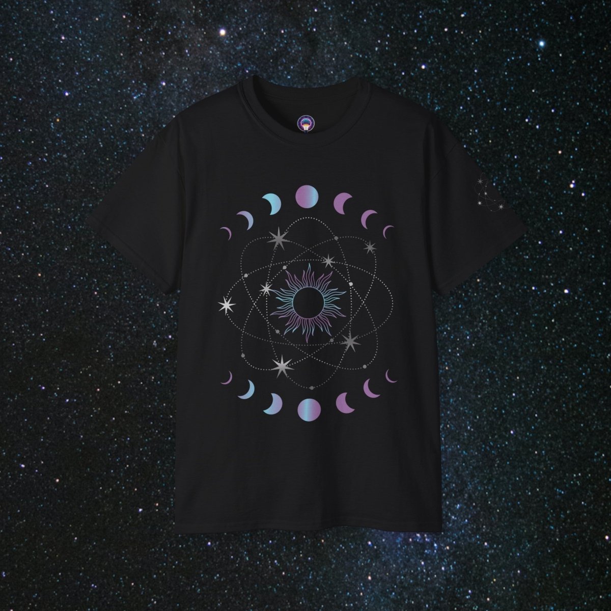 'Atomic Cosmos' Loose Fit Women's Tee - MindLight Apparel - 'Atomic Cosmos' Loose Fit Women's Tee - Black - S -