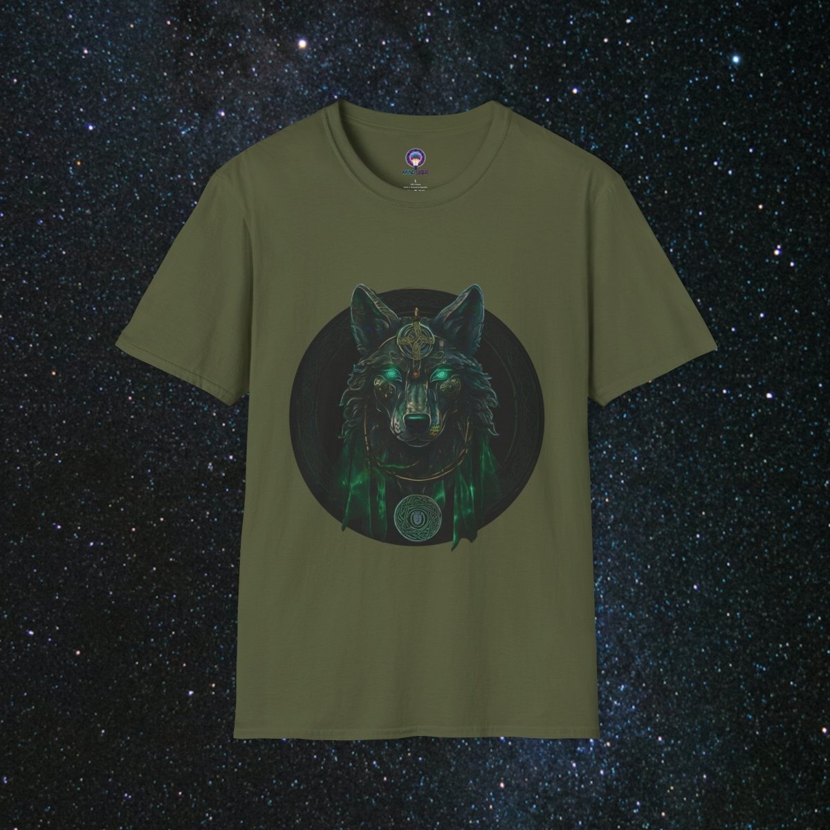'Call of the Wolf' Mystical - Unisex Softstyle Tee - MindLight Apparel - 'Call of the Wolf' Mystical - Unisex Softstyle Tee - Military Green - S -