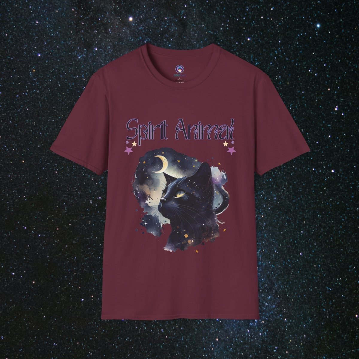 Cat Spirit Animal Unisex Softstyle T - Shirt - MindLight Apparel - Cat Spirit Animal Unisex Softstyle T - Shirt - Maroon - S -