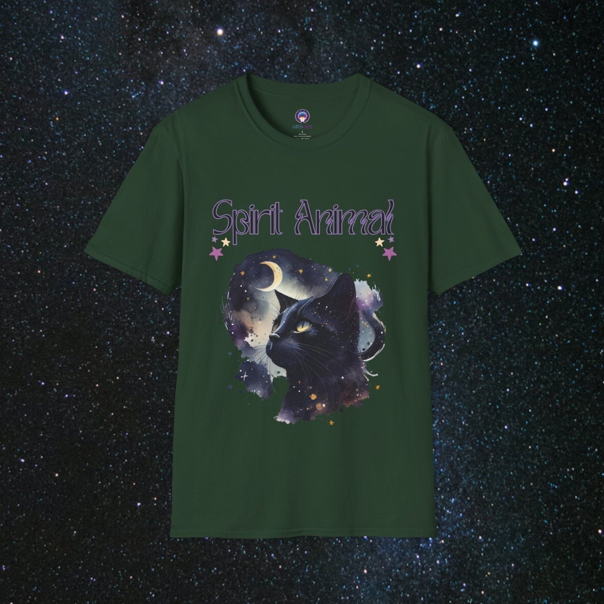 Cat Spirit Animal Unisex Softstyle T - Shirt - MindLight Apparel - Cat Spirit Animal Unisex Softstyle T - Shirt - Forest Green - S -