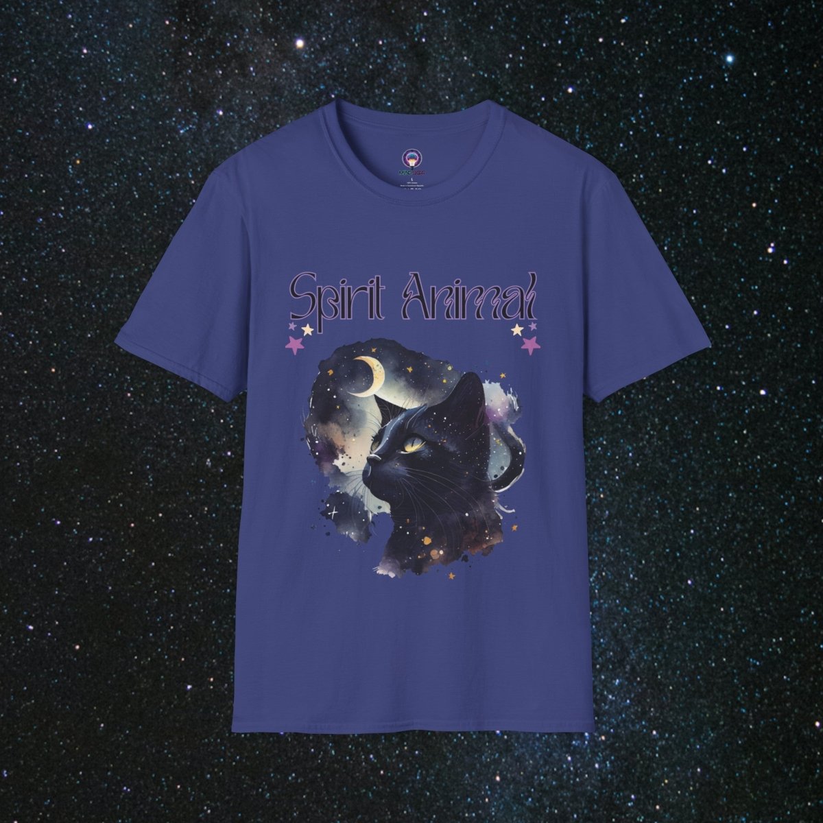 Cat Spirit Animal Unisex Softstyle T - Shirt - MindLight Apparel - Cat Spirit Animal Unisex Softstyle T - Shirt - Metro Blue - M -