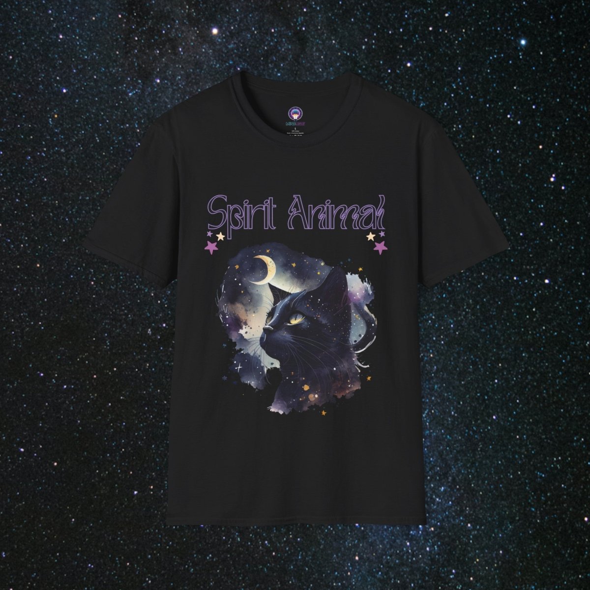 Cat Spirit Animal Unisex Softstyle T - Shirt - MindLight Apparel - Cat Spirit Animal Unisex Softstyle T - Shirt - Black - XS -