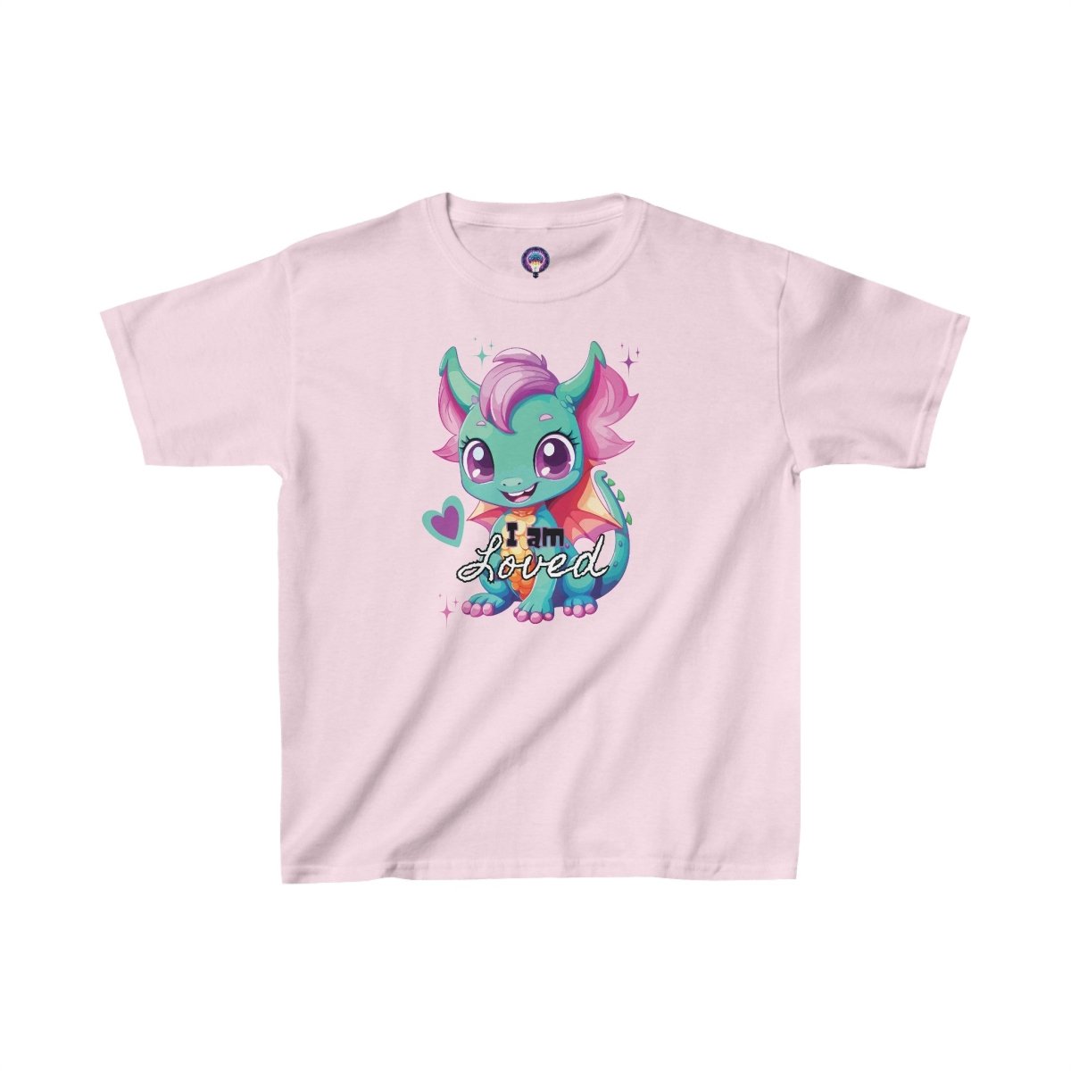 'Celestial Dragon' Pink Embrace Kids Tee - MindLight Apparel - 'Celestial Dragon' Pink Embrace Kids Tee - XS - Light Pink -