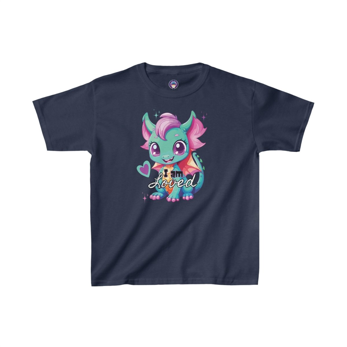'Celestial Dragon' Pink Embrace Kids Tee - MindLight Apparel - 'Celestial Dragon' Pink Embrace Kids Tee - XS - Navy -