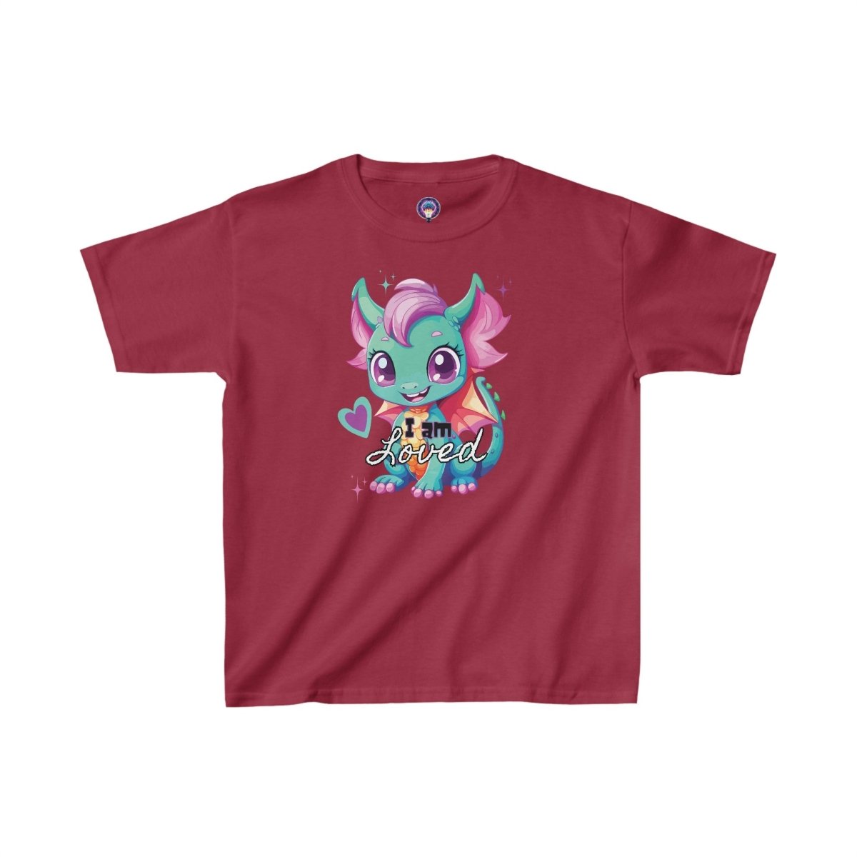 'Celestial Dragon' Pink Embrace Kids Tee - MindLight Apparel - 'Celestial Dragon' Pink Embrace Kids Tee - XS - Cardinal Red -
