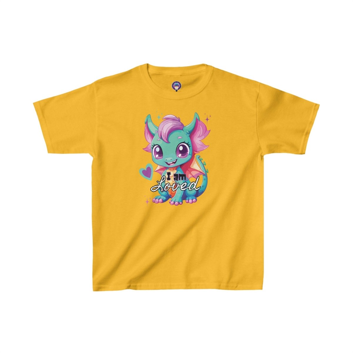 'Celestial Dragon' Pink Embrace Kids Tee - MindLight Apparel - 'Celestial Dragon' Pink Embrace Kids Tee - XS - Gold -
