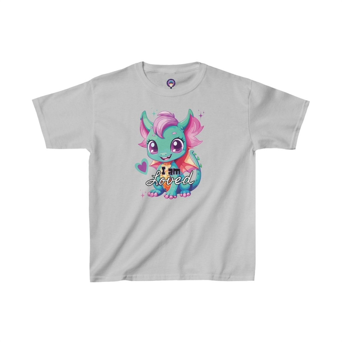 'Celestial Dragon' Pink Embrace Kids Tee - MindLight Apparel - 'Celestial Dragon' Pink Embrace Kids Tee - XS - Sport Grey -
