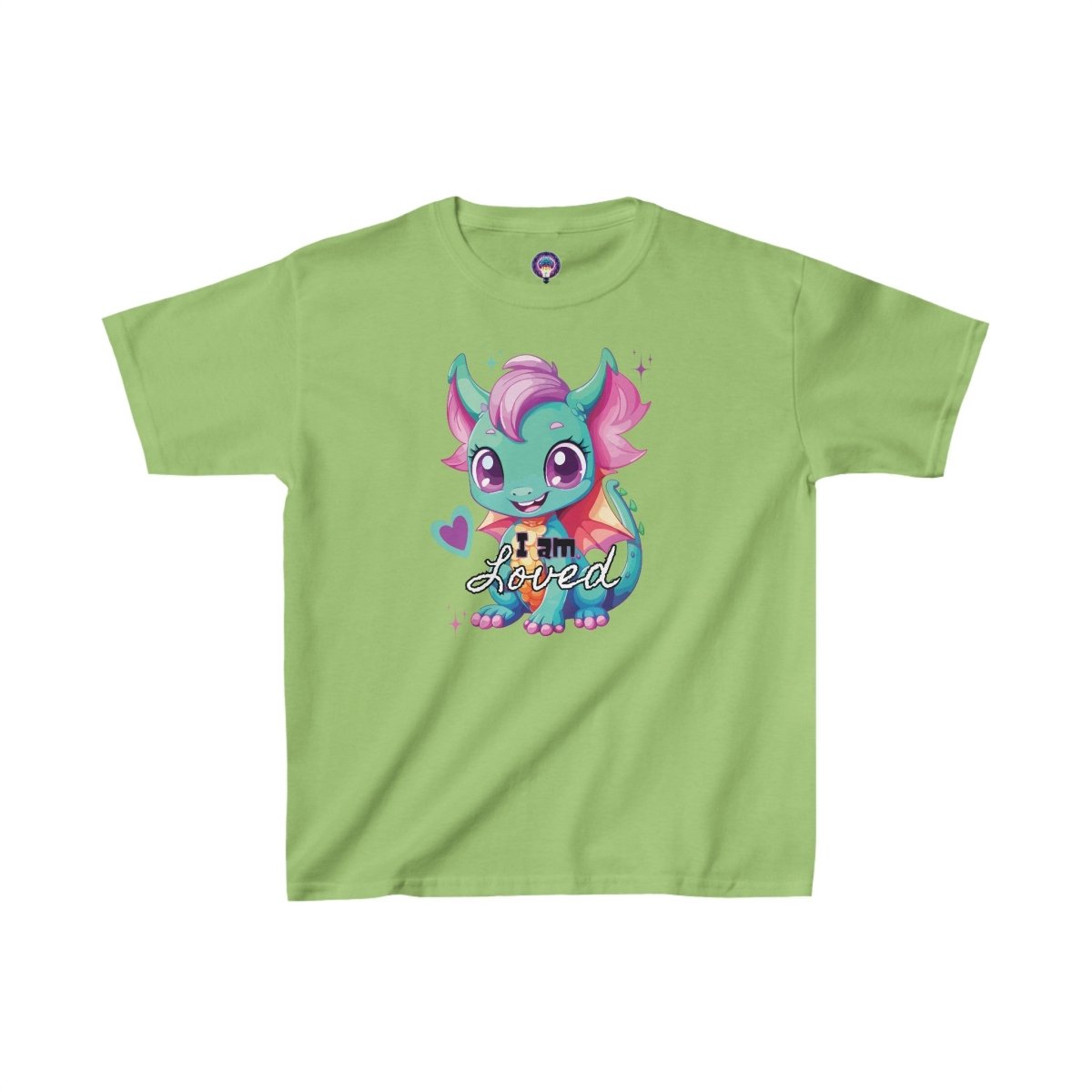 'Celestial Dragon' Pink Embrace Kids Tee - MindLight Apparel - 'Celestial Dragon' Pink Embrace Kids Tee - XS - Lime -