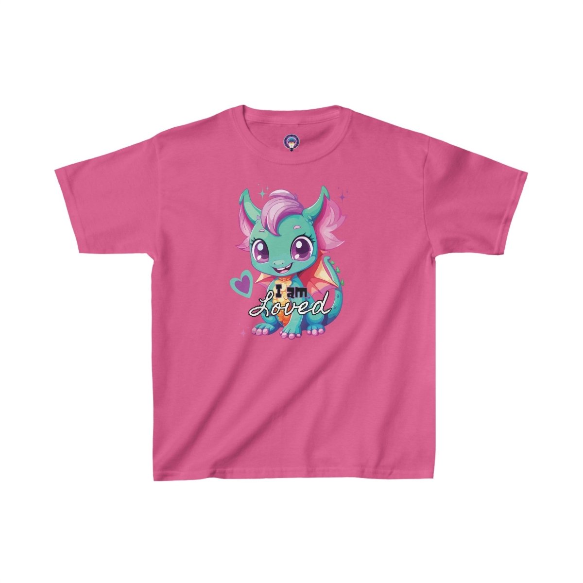 'Celestial Dragon' Pink Embrace Kids Tee - MindLight Apparel - 'Celestial Dragon' Pink Embrace Kids Tee - XS - Heliconia -