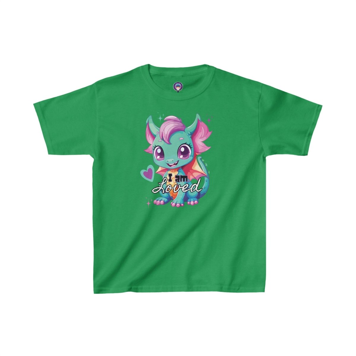 'Celestial Dragon' Pink Embrace Kids Tee - MindLight Apparel - 'Celestial Dragon' Pink Embrace Kids Tee - XS - Irish Green -