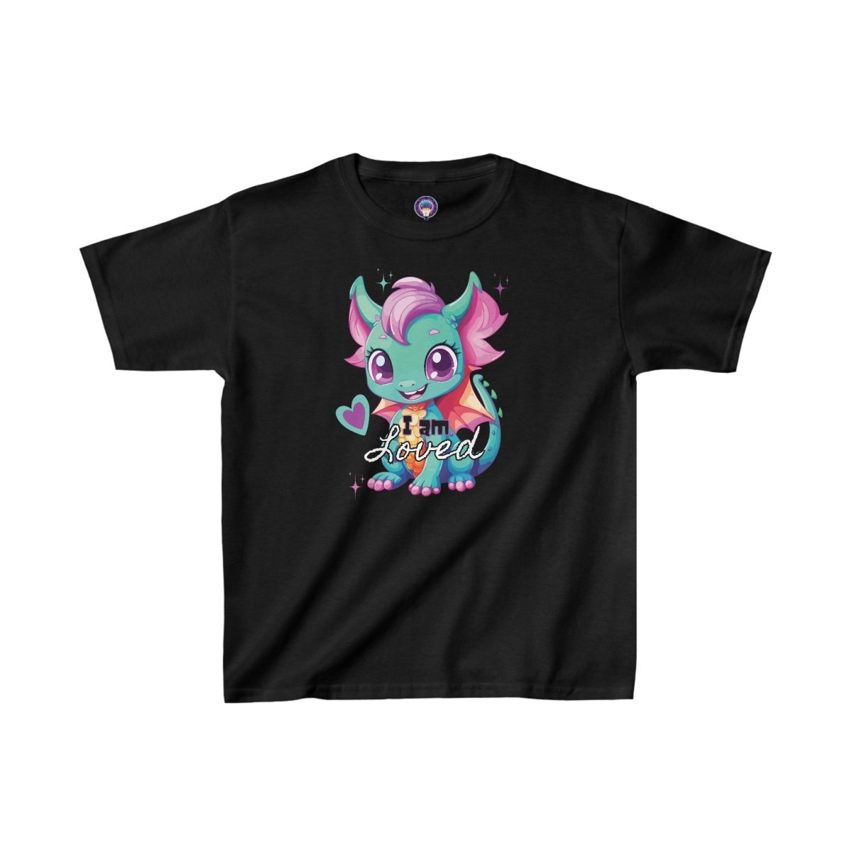'Celestial Dragon' Pink Embrace Kids Tee - MindLight Apparel - 'Celestial Dragon' Pink Embrace Kids Tee - XS - Black -