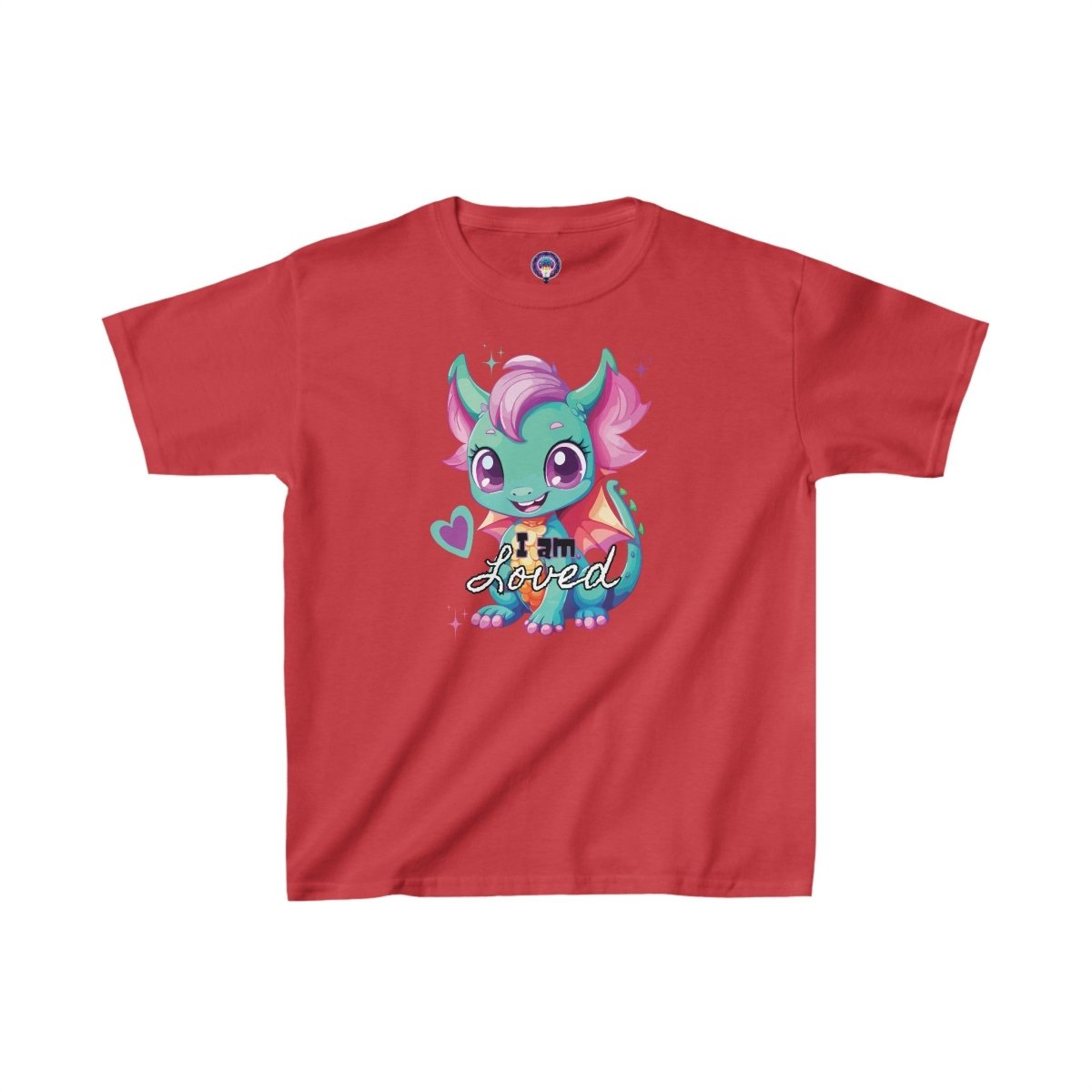 'Celestial Dragon' Pink Embrace Kids Tee - MindLight Apparel - 'Celestial Dragon' Pink Embrace Kids Tee - XS - Red -