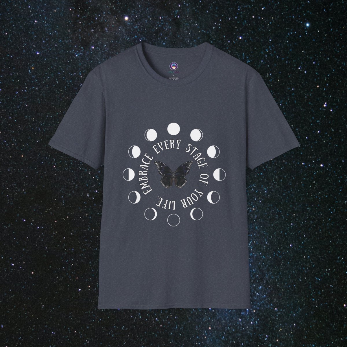 'Chrysalis' - Softstyle Women's Tee - MindLight Apparel - 'Chrysalis' - Softstyle Women's Tee - Heather Navy - S -