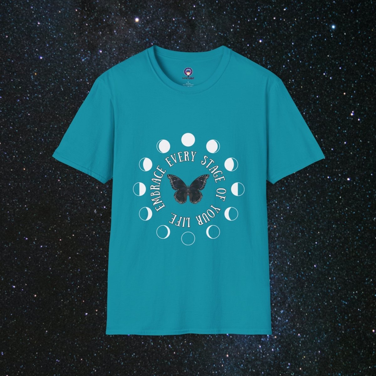 'Chrysalis' - Softstyle Women's Tee - MindLight Apparel - 'Chrysalis' - Softstyle Women's Tee - Tropical Blue - S -