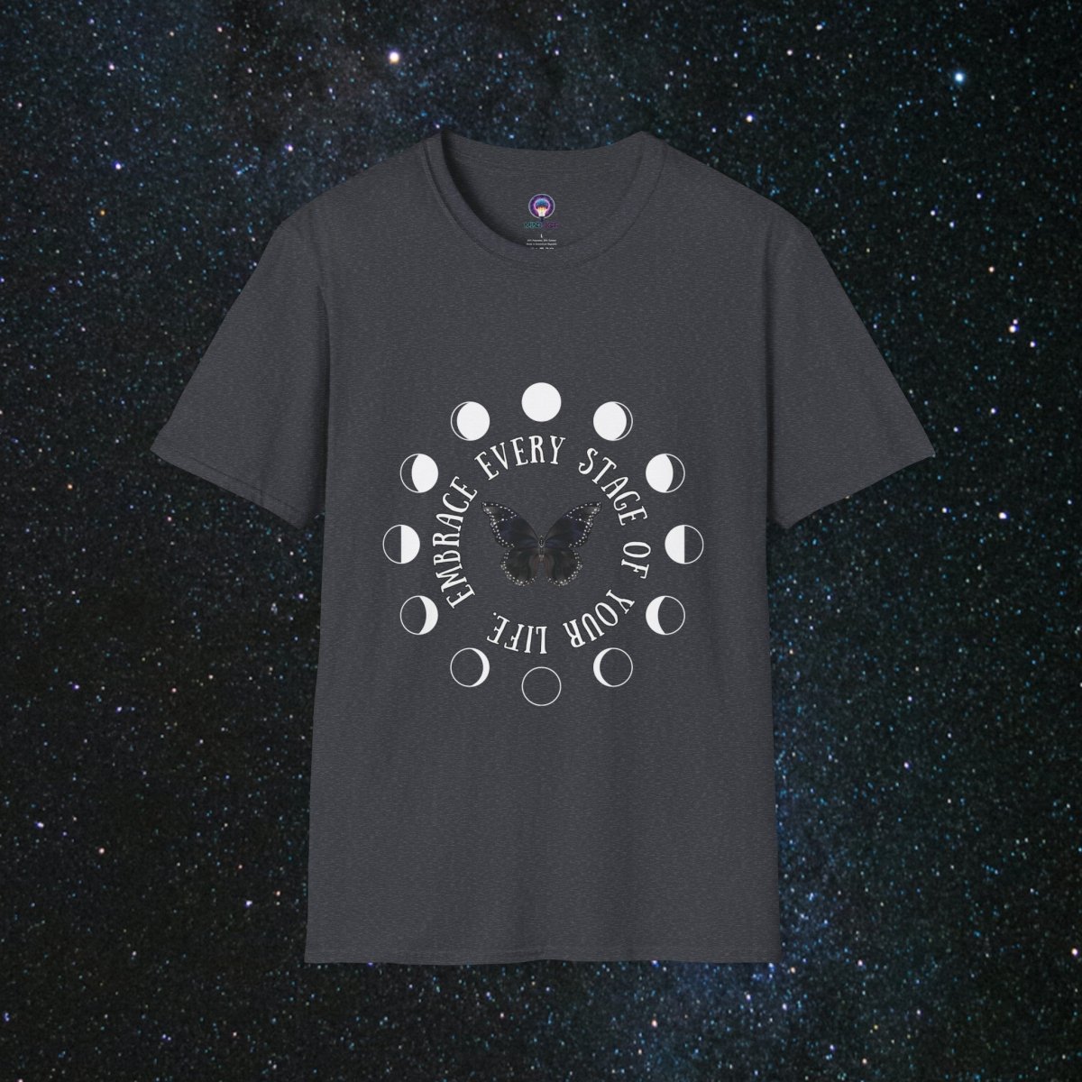 'Chrysalis' - Softstyle Women's Tee - MindLight Apparel - 'Chrysalis' - Softstyle Women's Tee - Dark Heather Grey - S -