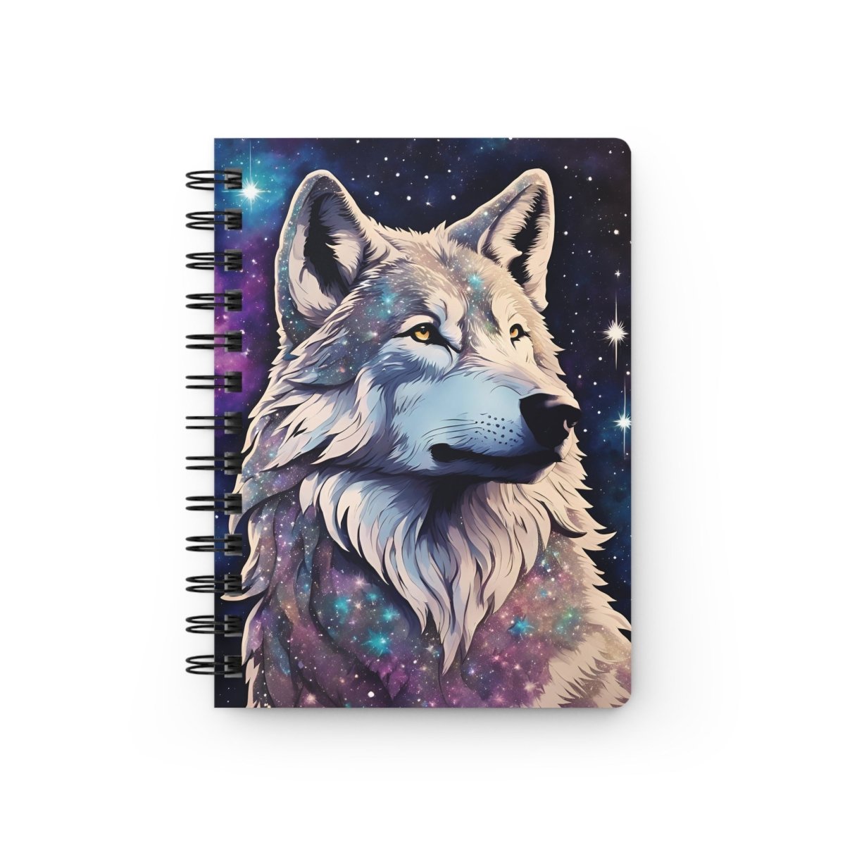 Cosmic Wolf Spiral Notebook - MindLight Apparel - Cosmic Wolf Spiral Notebook - One Size -
