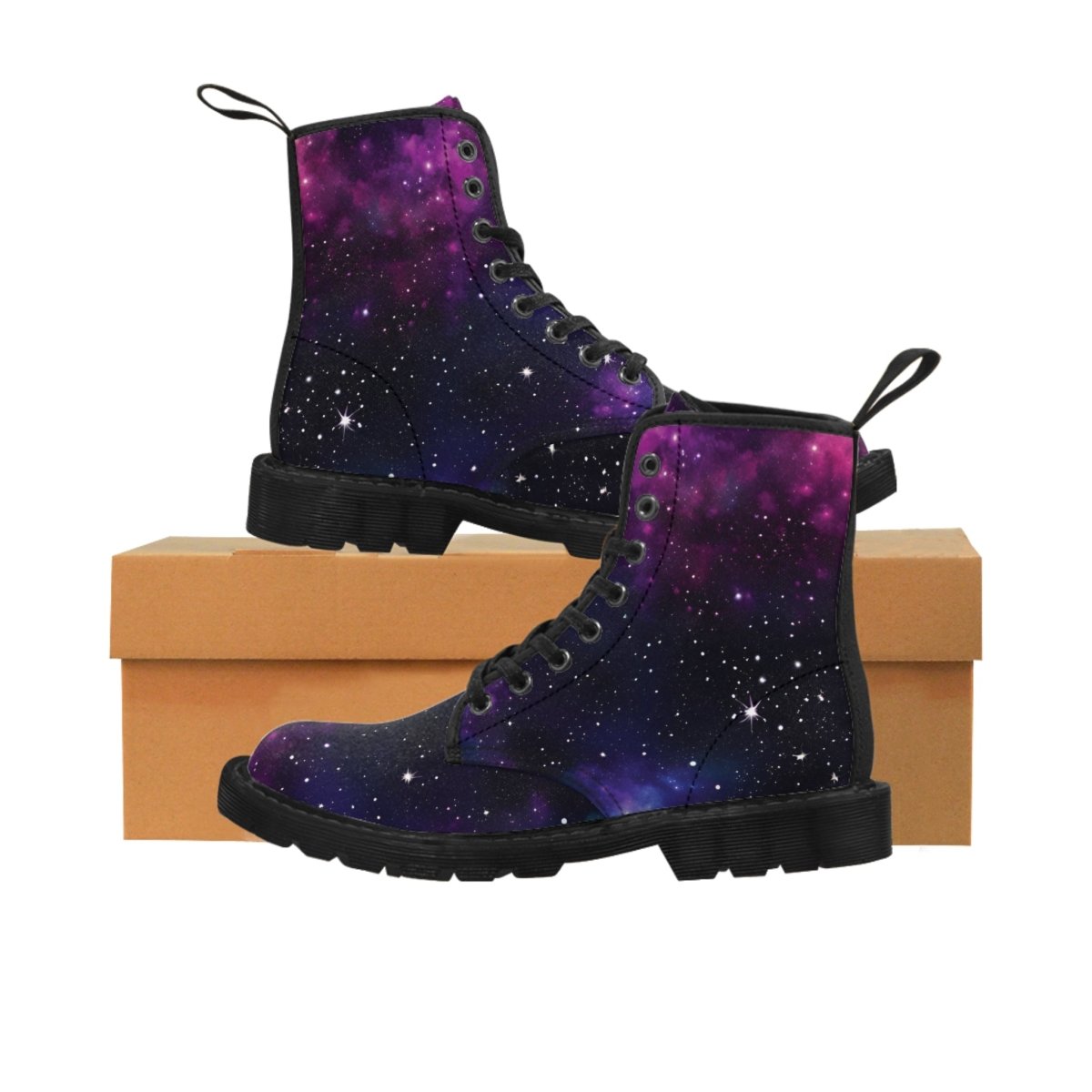 Dark Cosmic Canvas Men's Boots - MindLight Apparel - Dark Cosmic Canvas Men's Boots - US 7 - Black sole -