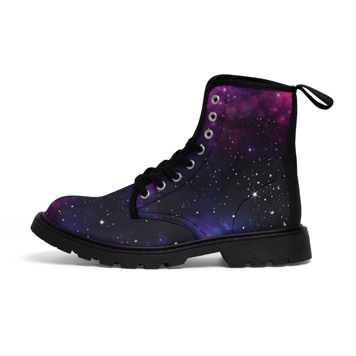 Dark Cosmic Canvas Men's Boots - MindLight Apparel - Dark Cosmic Canvas Men's Boots - US 7 - Black sole -
