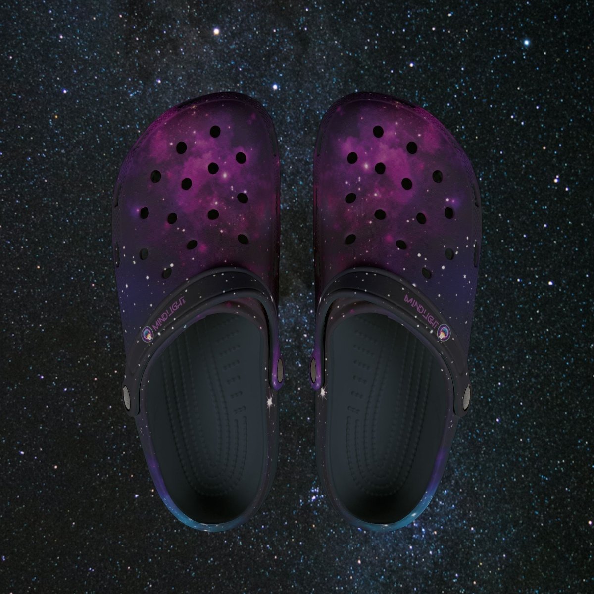 Dark Cosmic Rubbed Clogs - MindLight Apparel - Dark Cosmic Rubbed Clogs - US 4 (Women's) - Black -