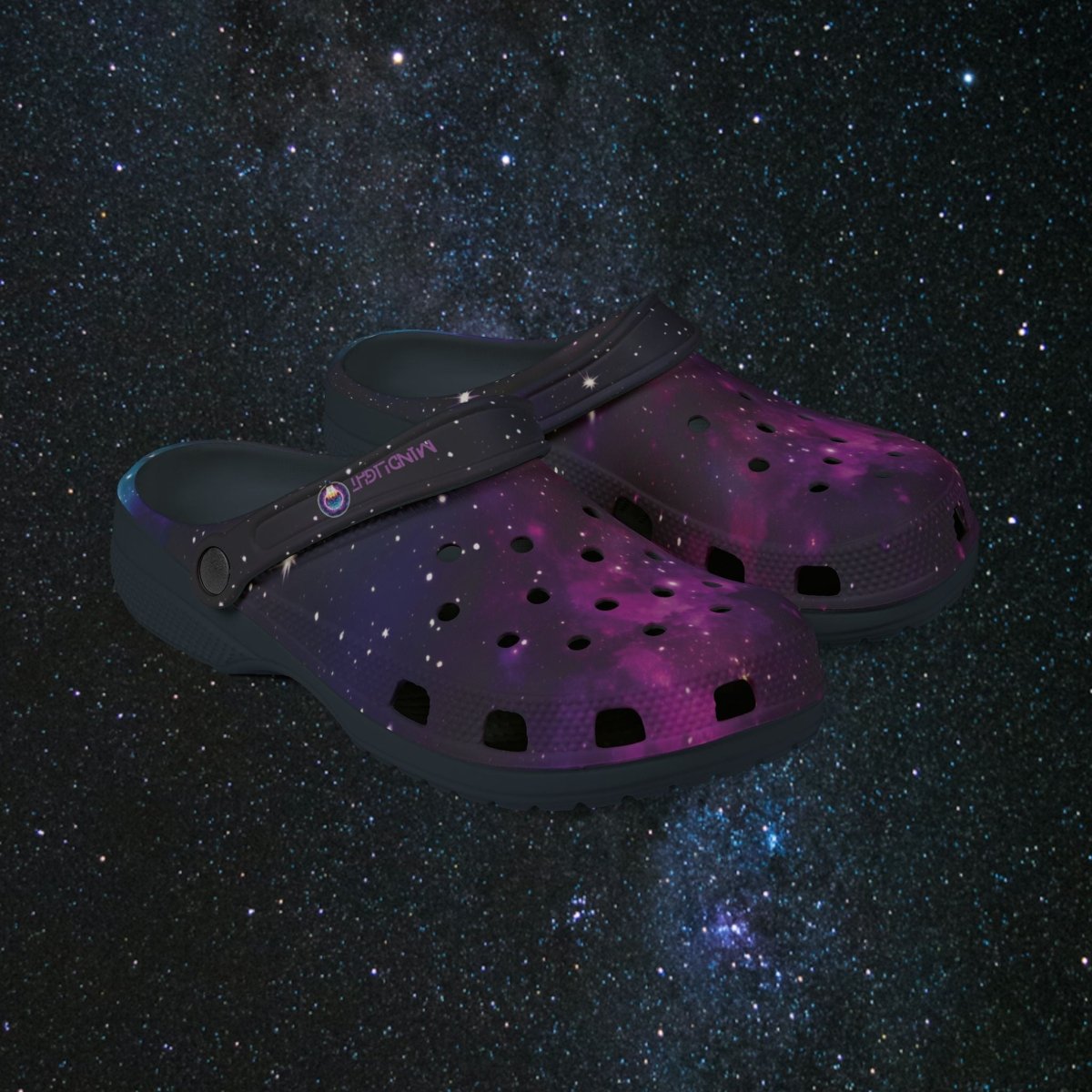 Dark Cosmic Rubbed Clogs - MindLight Apparel - Dark Cosmic Rubbed Clogs - US 4 (Women's) - Black -