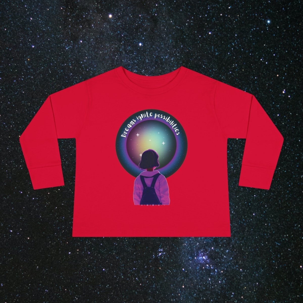 'Dream Big' Possibilities - Toddler Long Sleeve Tee - MindLight Apparel - 'Dream Big' Possibilities - Toddler Long Sleeve Tee - Red - 2T -