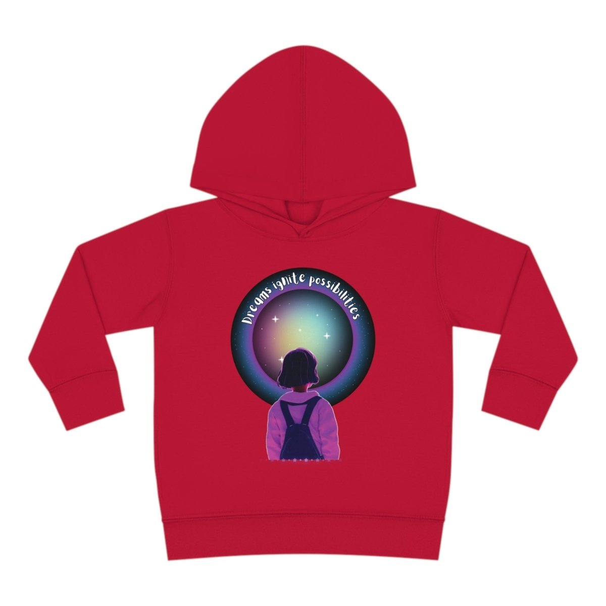 'Dream Big' Possibilities - Toddler Pullover Fleece Hoodie - MindLight Apparel - 'Dream Big' Possibilities - Toddler Pullover Fleece Hoodie - Vintage Red - 2T -