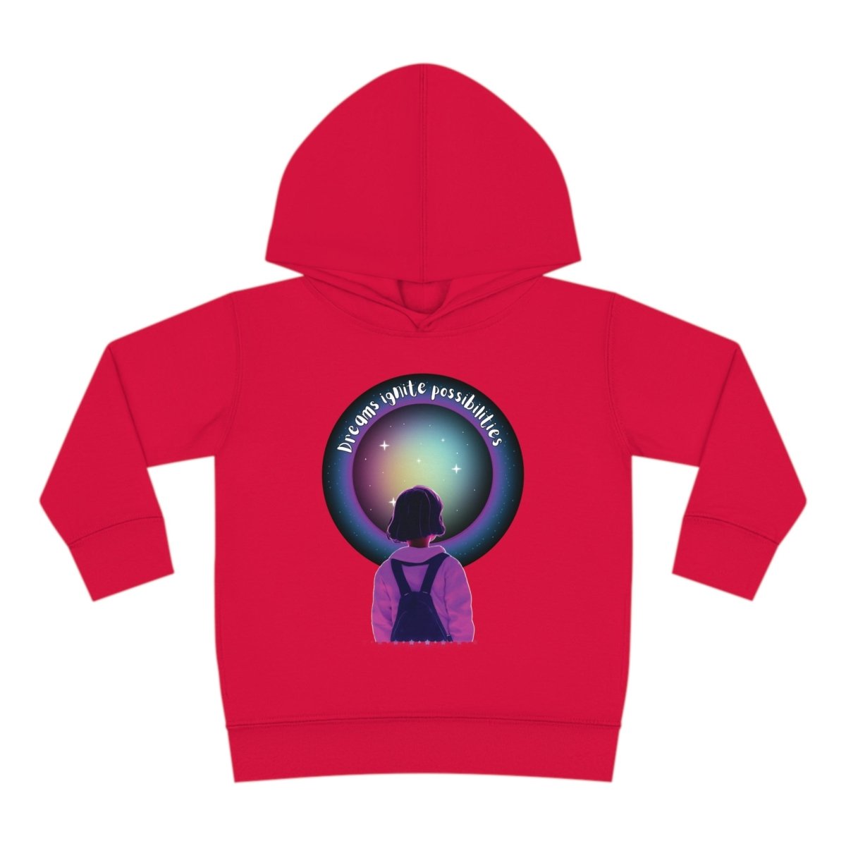 'Dream Big' Possibilities - Toddler Pullover Fleece Hoodie - MindLight Apparel - 'Dream Big' Possibilities - Toddler Pullover Fleece Hoodie - Red - 2T -