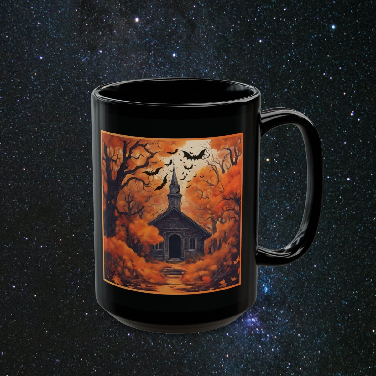Enchanted Autumn Sanctuary Black Mug - MindLight Apparel - Enchanted Autumn Sanctuary Black Mug - 15oz -